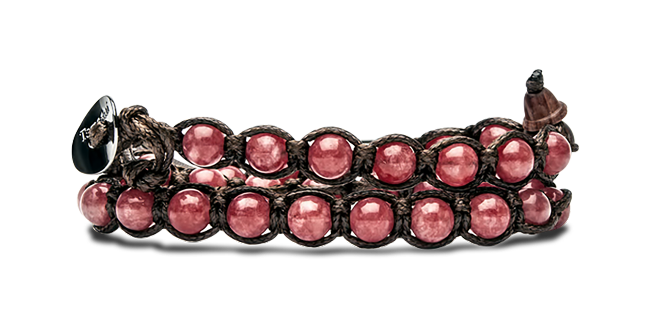 Bracciale Tibetano Tamashii Legno Fossile | Lungo 2 Giri Unisex | Cordoncino Marrone Benedetto Dai Monaci