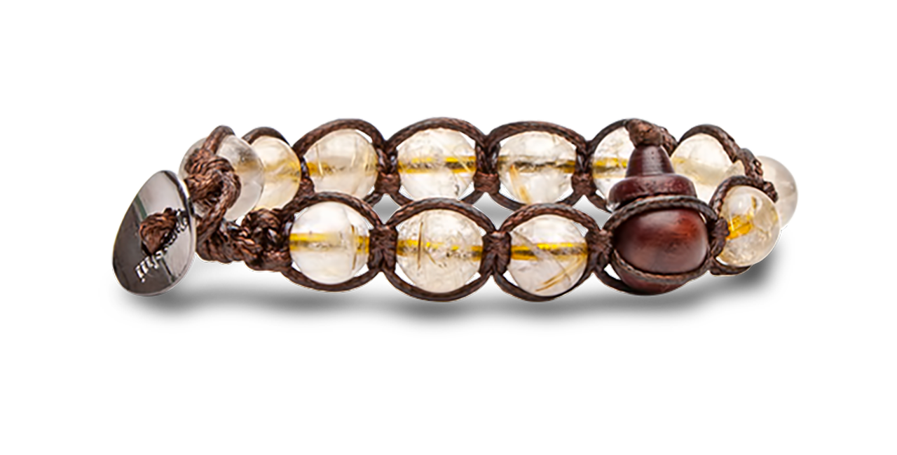 Tamashii Bracciale Originale In Quarzo Rutilato Dorato (Gold Rutilated) - Pietre Naturali Da 8mm, Unisex, Taglia Unica - Modello BHS900-251