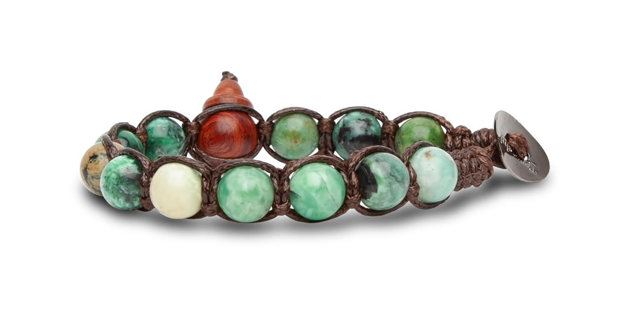 Tamashii Bracciale Originale Tibetano In Pietre Naturali | BHS900-207 Orange Jade | Unisex Fatto A Mano | Gioiello Dell'Anima Benedetto